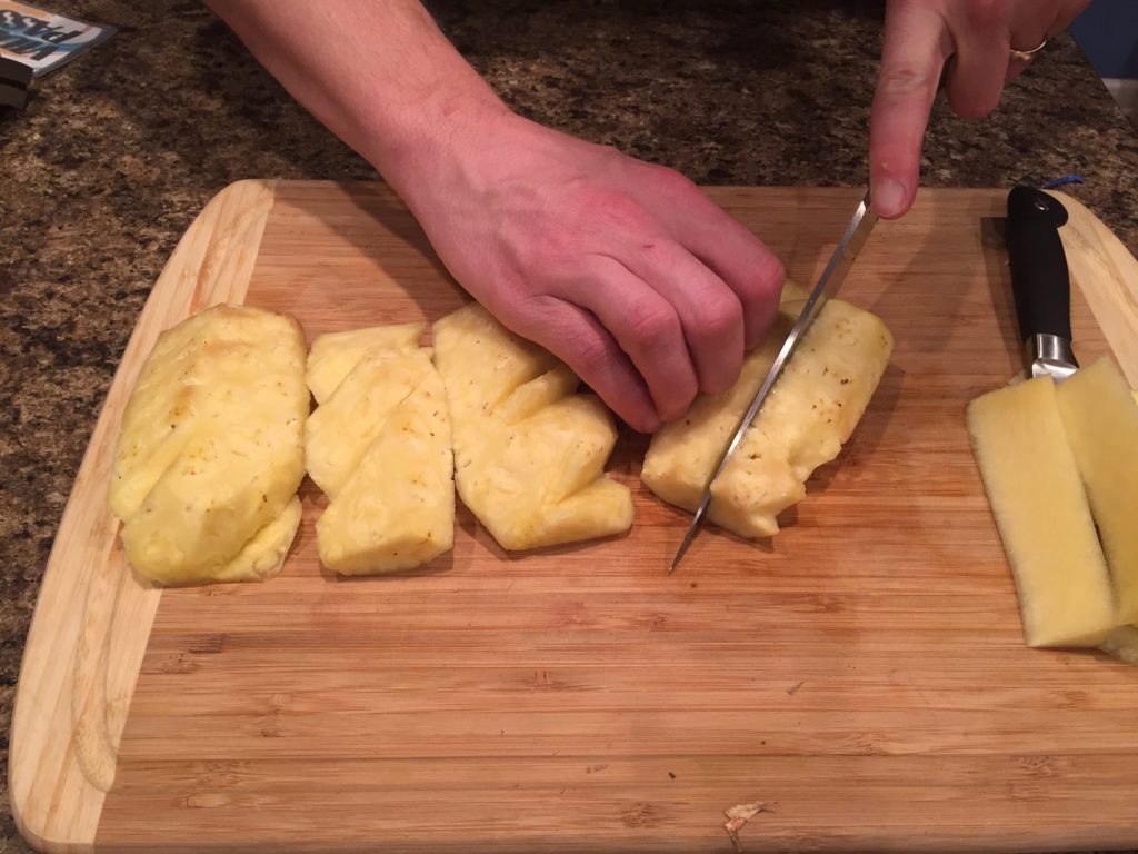 Cut pineapple strips